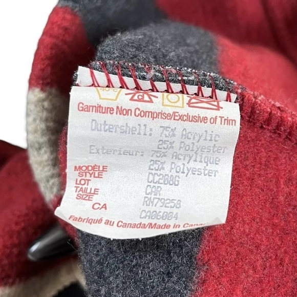 County Clothing Co Toggle Colorblock Striped Coat Jacket Red Cream Gray Size M - Picture 6 of 7